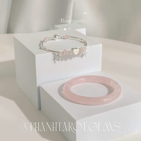 Kiềng bạc đá vụn mix charm tim