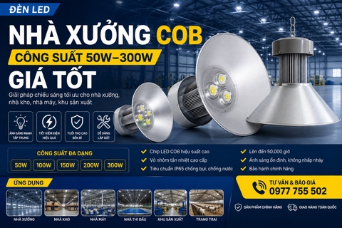 Đèn LED Nhà Xưởng COB Công Suất 50W–300W Giá Tốt