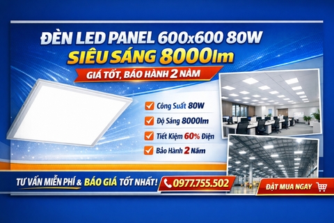 Đèn LED Panel 600x600 80W Siêu Sáng 8000lm – Giá Tốt, Bảo Hành 2 Năm