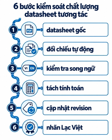 Infographic 6 bước kiểm soát chất lượng datasheet tương tác