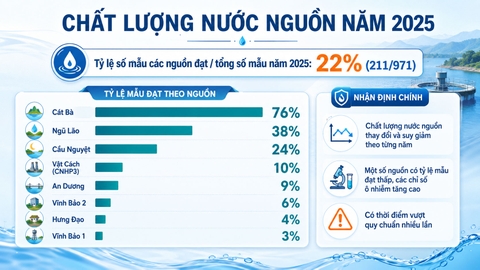 Biểu đồ chất lượng nước nguồn – tỷ lệ mẫu đạt 22%