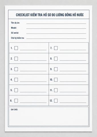 Biểu mẫu checklist kiểm tra hồ sơ phê duyệt mẫu và kiểm định đồng hồ nước