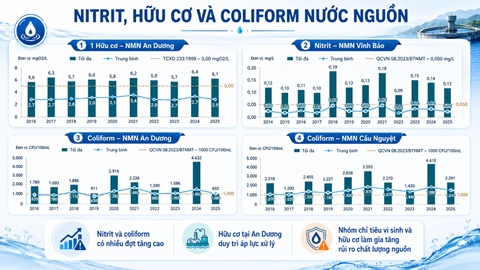 Chỉ số chất lượng nước nguồn – các chỉ tiêu nitrit, hữu cơ, coliform
