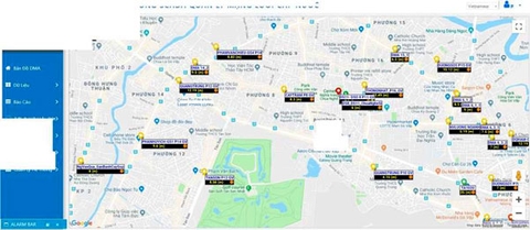 Chức năng xem dữ liệu trên bản đồ google map