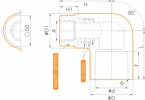 Bảng vẽ kỹ thuật Co ren trong 90° CPVC kim loại