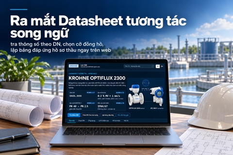 Datasheet tương tác KROHNE OPTIFLUX 2300 song ngữ trên laptop
