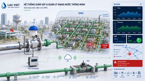 Giải pháp Lạc Việt flowmeter pressure sensor datalogger IoT nước