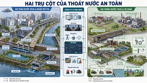 Hai trụ cột của thoát nước an toàn gồm quản lý nước mưa chống ngập và quản lý nước thải an toàn
