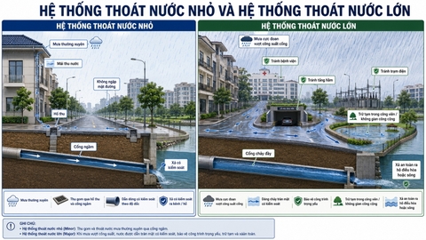 Hệ thống thoát nước nhỏ và hệ thống thoát nước lớn trong quản lý ngập đô thị