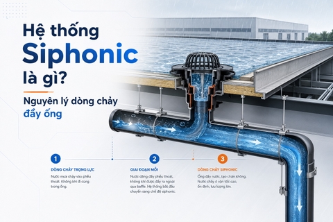 Hệ thống Siphonic là gì? Nguyên lý dòng chảy đầy ống