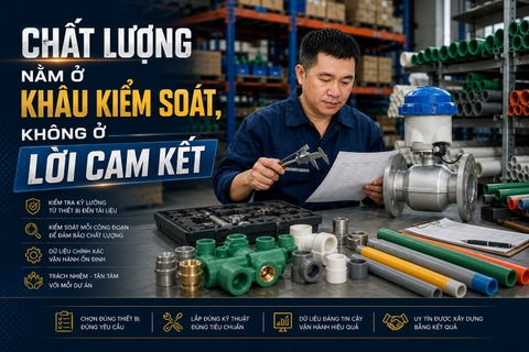 Kỹ sư kiểm tra chất lượng thiết bị đo lường và vật tư trước khi bàn giao dự án