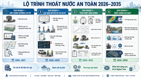 Lộ trình triển khai thoát nước an toàn từ kiểm kê tài sản đến điều hành dự báo và Digital Twin
