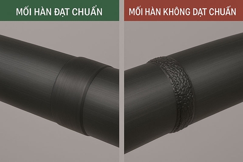 Ảnh kiểm tra mối hàn HDPE: đạt chuẩn và không đạt chuẩn.