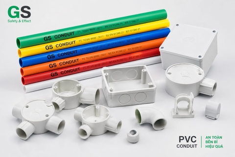 Ống PVC Conduit GS 6 màu dùng cho hệ thống luồn dây điện