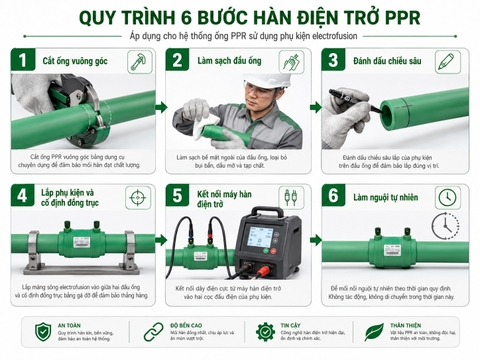 Quy trình 6 bước hàn điện trở PPR