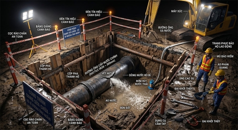 Rò rỉ đường ống nước gây thất thoát