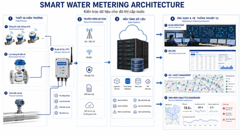 Dữ liệu smart meter tích hợp SCADA billing DMA NRW dashboard