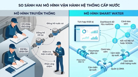 So sánh giải pháp truyền thống và giải pháp Smart Water tích hợp trong hệ thống cấp nước