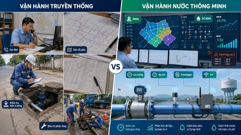 so sánh vận hành cấp nước bằng kinh nghiệm và vận hành bằng dữ liệu