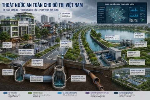 Thoát nước an toàn đô thị Việt Nam kết hợp hạ tầng xanh công trình thoát nước và giám sát thời gian thực