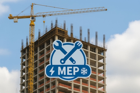 Toàn cảnh một tòa nhà cao tầng đang thi công MEP
