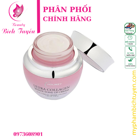 HOLIKEY ULTRA COLLAGEN White Tone Up Cream Kem Dưỡng Trắng Bật Tone - Ngăn Ngừa Sạm Nám Tinh Chất Collagen Tươi