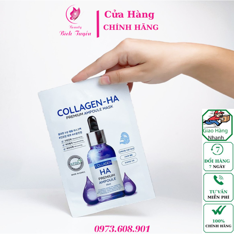 Mặt nạ trắng da cao cấp WSKIN Collagen HA Ampoule Mask cấp ẩm – xóa nhăn (1 miếng)