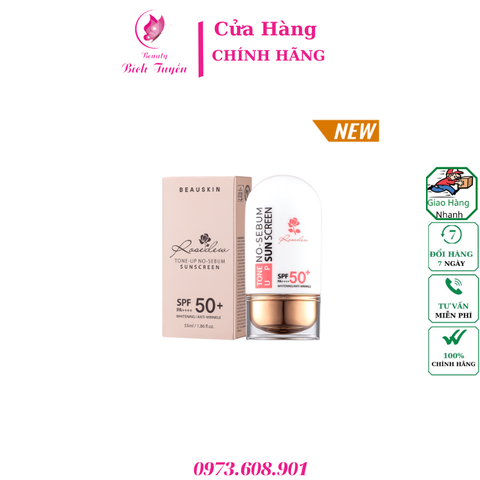 KEM CHỐNG NẮNG KIỀM DẦU NÂNG TÔNG BEAUSKIN ROSEDEW TONEUP NO SEBUM SUNSCREEN 55ml