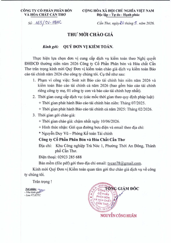 CFC - THƯ MỜI CHÀO GIÁ
