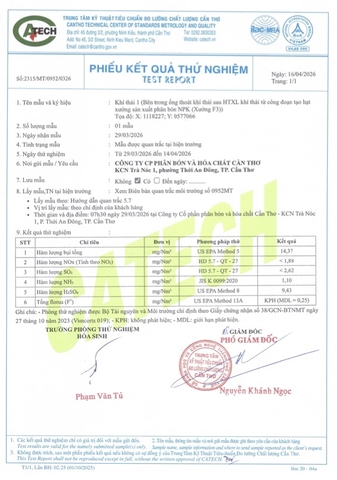 CFC - Kết quả quan trắc môi trường quý I/2026