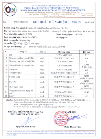 Kết quả quan trắc môi trường quý III - 2024 - CFC