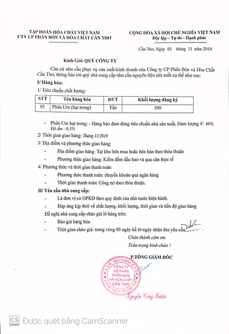CFC - Mời chào giá "URE HẠT TRONG" [Đã Hết Hạn Chào Thầu]