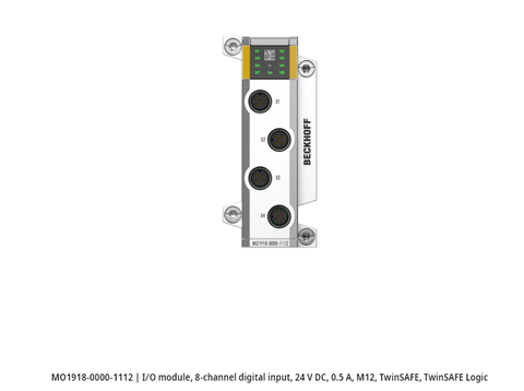 MO1918-0000-1112 | I/O module, 8-channel digital input, 24 V DC, 0.5 A, M12, TwinSAFE, TwinSAFE Logic