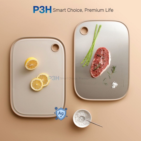 Thớt hai mặt LocknLock Double sided board inox 304, nhựa PP kháng khuẩn CKD096IVY P3H