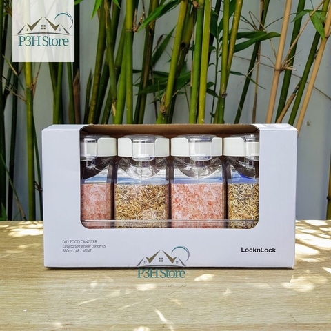 Bộ 4 hộp đựng gia vị , đồ khô kèm khay HTE500NS4