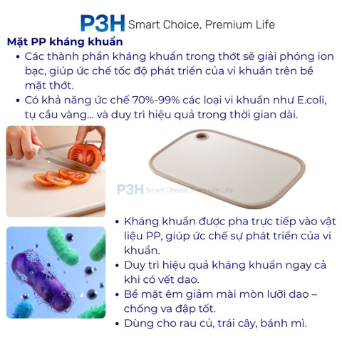 Thớt hai mặt LocknLock Double sided board inox 304, nhựa PP kháng khuẩn CKD096IVY P3H