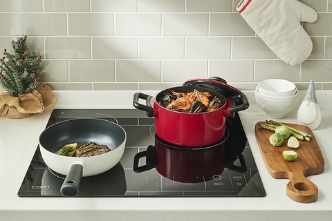 Bộ nồi chảo sâu lòng Lock&Lock Christmas Decore LDE1202IHS01