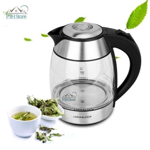 Ấm đun siêu tốc Lock&Lock thân bình thủy tinh dung tích 1.8L công suất 1850W  EJK418SLV