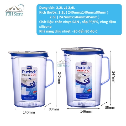 Bình đựng nước Lock&Lock Dual Lock 2,2L/2.6L HAP792 HAP794