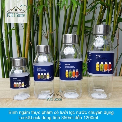 Bình đựng thực phẩm có lưới lọc Lock&Lock Canister dùng ngâm tỏi ớt đựng gia vị HTE550 HTE551 HTE552 HTE553