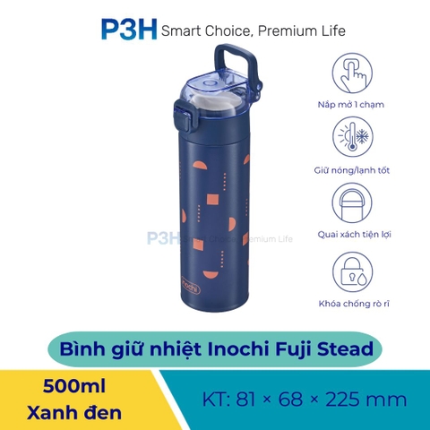 Bình Giữ Nhiệt Inochi 500ml Fuji Stead nắp mở 1 chạm quai xách tiện lợi P3H