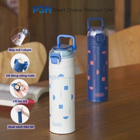 Bình Giữ Nhiệt Inochi 500ml Fuji Stead nắp mở 1 chạm quai xách tiện lợi P3H