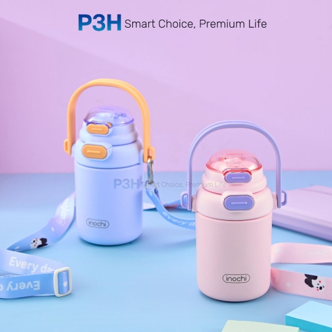 Bình giữ nhiệt Inochi Fuji POP 450ml nắp 2 tầng 2 cách uống , dây deo tiện lợi P3H