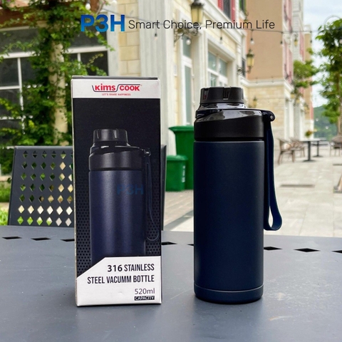 Bình giữ nhiệt Kims Cook 520ml thép không gỉ SUS316 cao cấp nắp vặn kín hơi dây xách tiện lợi XB-19124 P3H Store