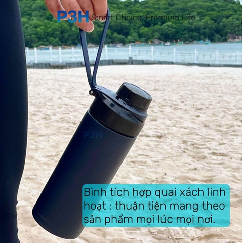 Bình giữ nhiệt Kims Cook 520ml thép không gỉ SUS316 cao cấp nắp vặn kín hơi dây xách tiện lợi XB-19124 P3H Store