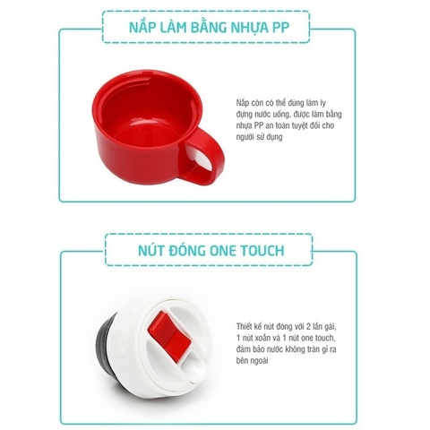 Bình nước giữ nhiệt dành cho bé Lock&Lock Cartoon có quai đeo 2 đầu rót LHC1435