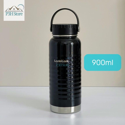 Bình Giữ Nhiệt LocknLock 900ml Wave Handle màu đen LHC4163BLK