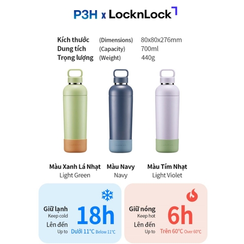 Bình Giữ Nhiệt LocknLock 700ml Balance Fit LHC4400 Chỉ Dùng Đồ Uống Lạnh mở nắp dùng được như ly giữ nhiệt P3H