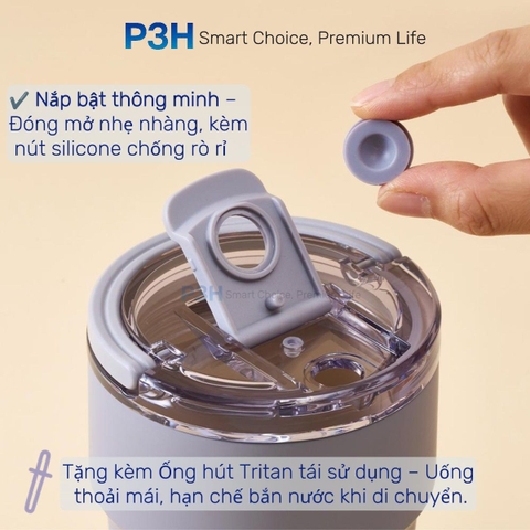 Bình giữ nhiệt LocknLock Metro Cafe Top Handle phủ sứ LHC4416 710ml / LHC4419 900ml có quai xách và ống hút đi kèm P3H