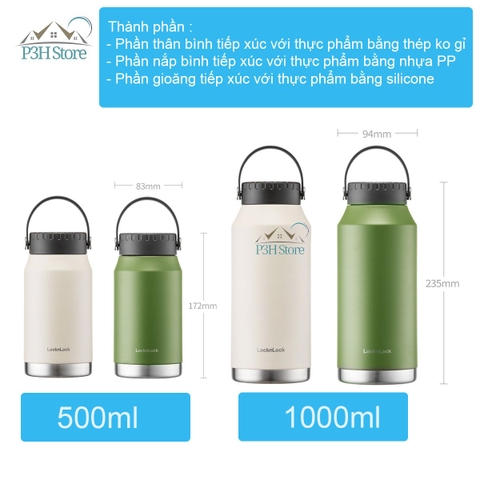 Bình Giữ Nhiệt LocknLock Slo Handle Tumbler 500ml/1L LHC4323 LHC4324 P3H Store